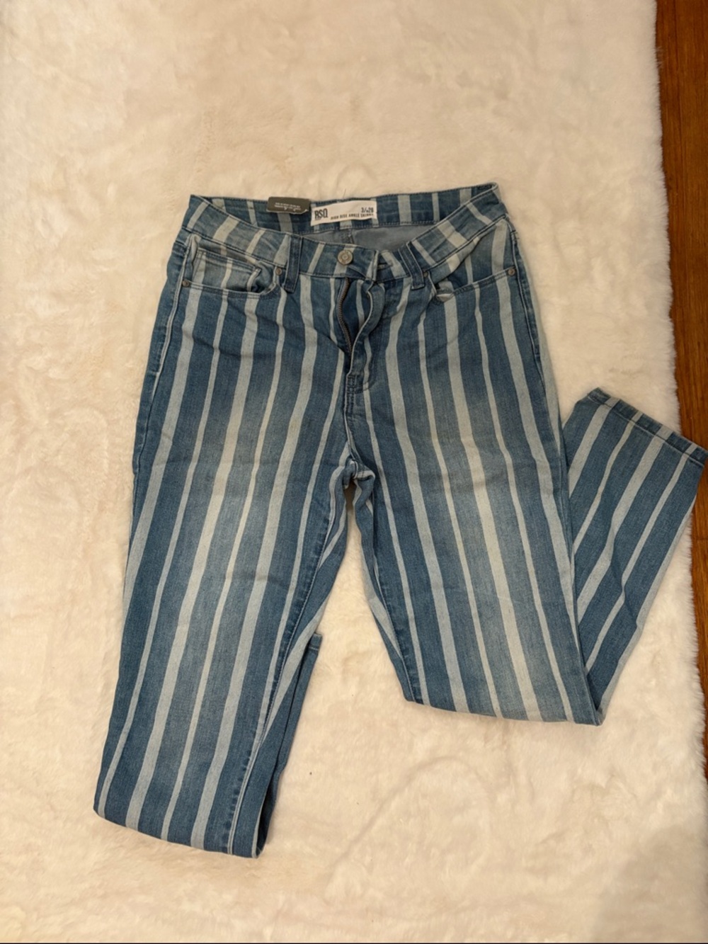 RSQ Blue and White Vertical Stripe Skinny Jeans